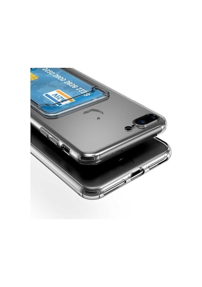 Apple Uyumlu iPhone 7 Plus Kılıf Kartlıklı Şeffaf Zore Setra Clear Silikon Kapak Renksiz