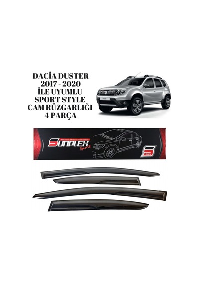Dacia Duster 2017 2018 2019 2020 İle Uyumlu Sport Style Cam Rüzgarlığı 4 Parça Sunplex 1 Adet