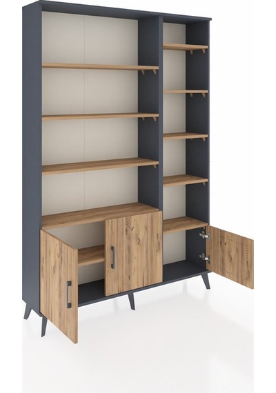 Arges Dolap 10 Raflı 3 Kapaklı 132x30x195 Antrasit-çam/çam Atlas Çam/atlas Çam