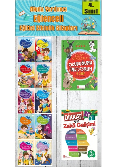 4. Sınıf Okula Yardımcı Eğitici Okuduğumu Anlıyorum - Dikkat Ve Zeka Gelişimi - 10 Lu Hikaye Seti 2