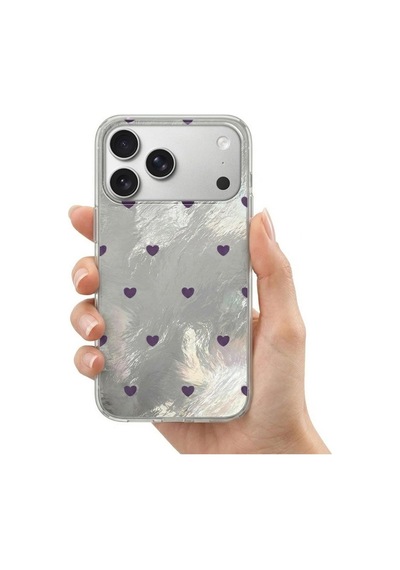 Apple İphone 17 Pro Max Uyumlu Kılıf Pink Heart Silikon Kılıf Lila
