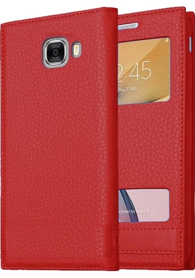 Samsung Galaxy C7 Uyumlu Pencereli Kapaklı Magnum Kılıf