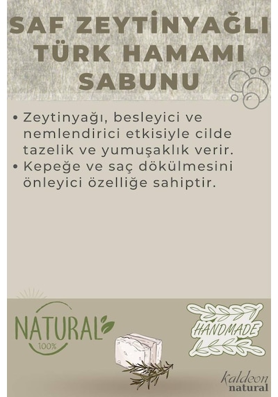 Saf Zeytinyağlı Türk Hamamı Sabunu El Yapımı Doğal 120 G