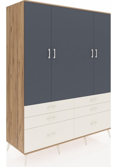 Kronos Gardrop 8 Raflı 6 Çekmeceli 4 Kapaklı 176x59x221 Çam-antrasit/aytaşı Beyaz Kronos Gardrop 8 Raflı 6 Çekmeceli 4 Kapaklı 176x59x221 Çam-antrasit/aytaşı Beyaz