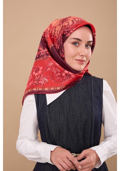 Silk Home Twill İpek Eşarp 11482-08 Koyu Mor, Kırmızı, Pembe, Pudra