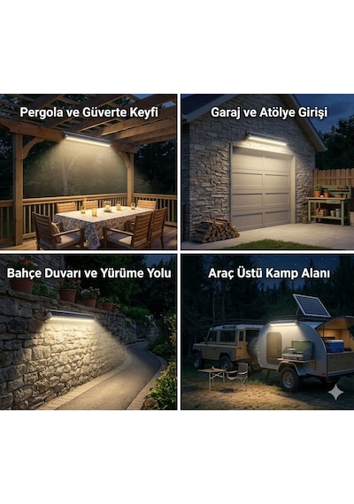 Güneş Enerjili Led Duvar Aydınlatma - Su Geçirmez, Uzun Ömürlü,sensörlü Dış Mekan Solar Lamba 100cm 100 Cm