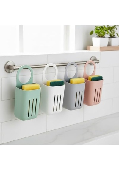 Askılı Lavabo Süngerliği Drenajlı, Delikli Tasarım, Mutfak & Banyo Düzenleyici 10 18 Cm Çok Renkli