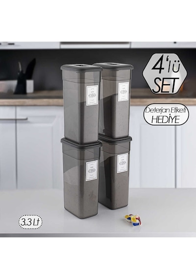 Porsima Diamond Etiketli 4 Lü Deterjanlık Saklama Kutusu 3,3 Lt
