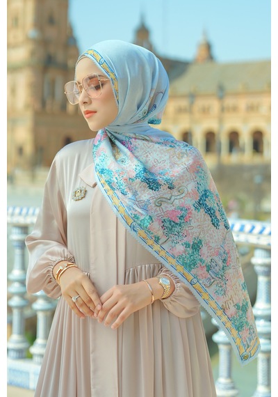 Buttonscarves Sevilla Saten Şal - Cielo Mavi