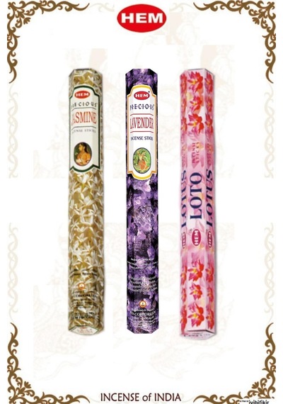 Hem 3'Lü Set 60 Adet Yasemin,Lavanta,Lotus Aromalı Çubuk Tütsü - (513921911)