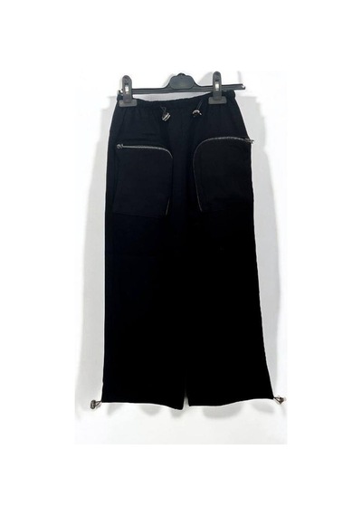 Zekids Kız Çocuk Mevsimlik Beli Lastikli Paçaları Stoper Pantolon-14430 Siyah