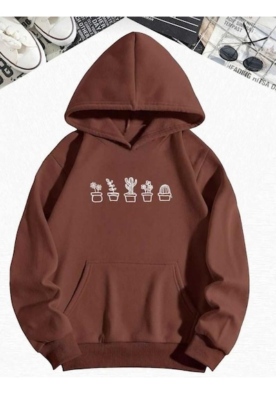 Kozia Outdoors Malkoçbey Baskılı Oversize Unisex Sweatşirt Kahve Kahve.
