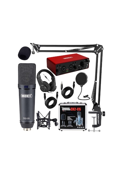 Exclusive Paket-4 Cx2 Mikrofon Glx800 Ses Kartı Stüdyo Kayıt Seti