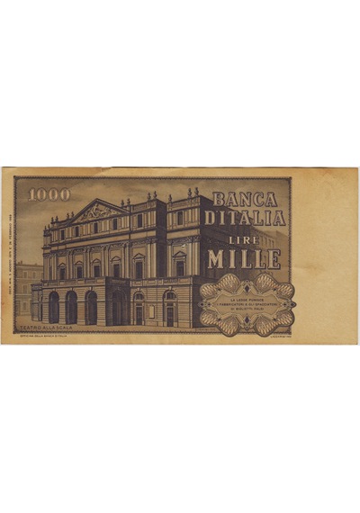 İtalya 1000 Liret 1975 Giuseppe Verdi Temalı. Sararmış Çok Çok Temiz.