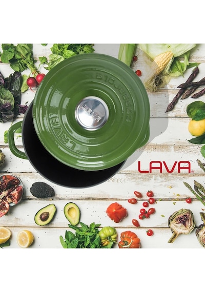 Lava Döküm Yuvarlak Tencere Döküm Demir Kapak New Heritage Serisi Çap(Ø)24cm.