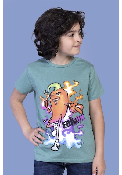 Toontoy Kids Toontoy Erkek Çocuk Acı Biber Baskılı Tişört Yeşil