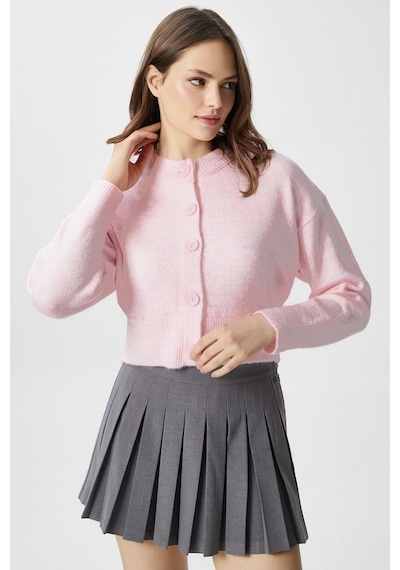 Ritnice Kadın Tilia Crop Pembe Örgü Hırka Pembe