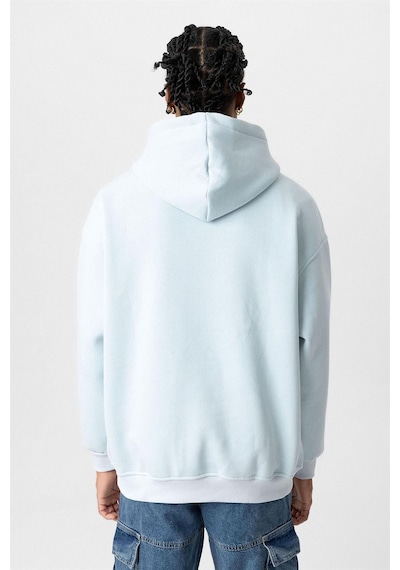 Vamos Basic Oversize Yıkamalı Hoodie Bebe Mavi