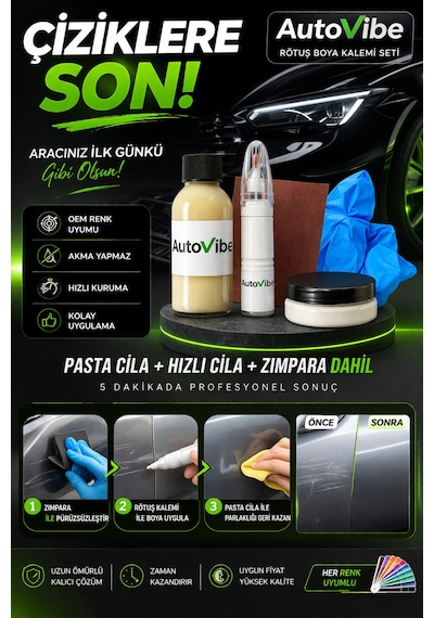 Peugeot Rötuş Boya Kalemi Seti Vdp Elixir Red Elixir Kırmızı Pasta Cila Hızlı Cila Zımpara Set