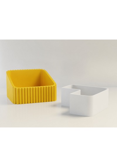 3d Baskı Fıstık Kasesi - Çift Hazneli Kabuk Ayırıcı Sunum Kasesi - Sarı Beyaz