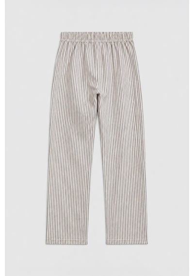 Markapia Erkek Çizgili %100 Pamuk Pijama Altı Ekru