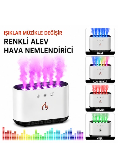 Efektli Hava Nemlendirici Ve Aromaterapi Difüzörü 900 Ml Büyük Kapasite, Rgb Led Işık, 6 Çıkışlı Güçlü Püskürtme