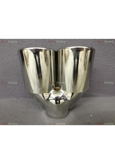 Yuvarlak Eğik Ağız 80mm Çift Çıkış Egzoz Ucu. Paslanmaz Krom N11.215
