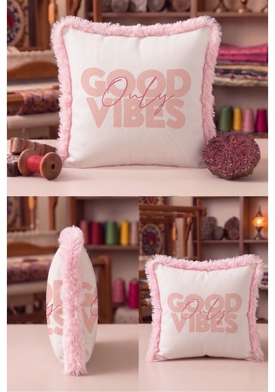 Tipografi Good Vibes Zarif Saçaklı Yastık Kılıfı-romantik Yazılı Boho Pembe Püsküllü Kırlent Kılıfı Buzlu Düş Mira Tipografi Good Vibes Zarif Saçaklı Yastık Kılıfı-romantik Yazılı Boho Pembe Püsküllü Kırlent Kılıfı Buzlu Düş Mira