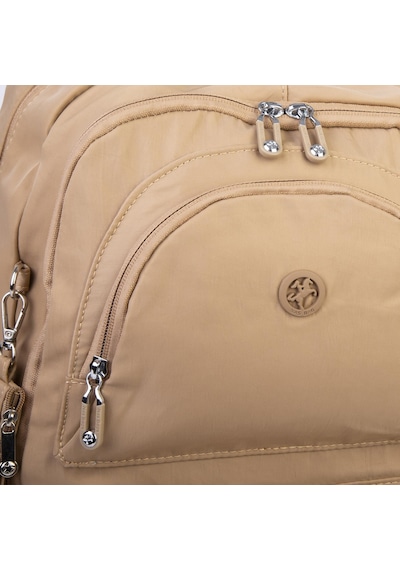 Nas Bag Unisex Büyük Boy Hafif Çok Gözlü Sırt Çantası Kum Kum - Bej