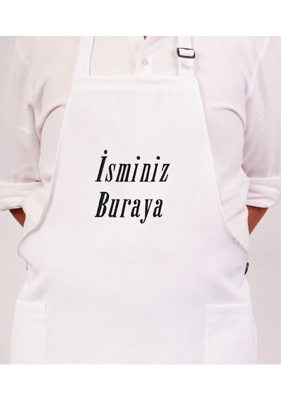 Mutfak Önlüğü Kişiye Ve İsme Özel Nakışlı Mutfak Önlüğü Sade Farklı Renkler Beyaz