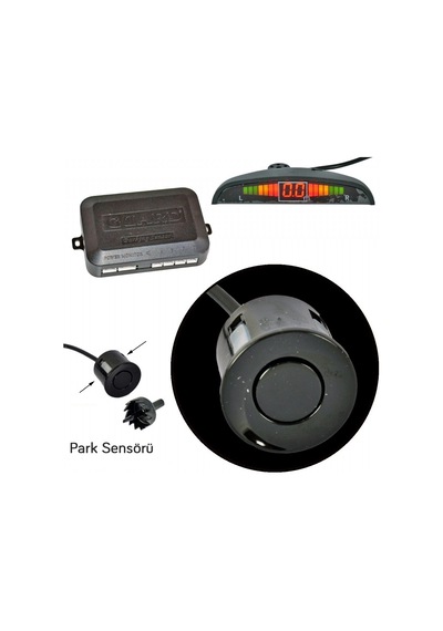 22mm Siyah Park Sensörü 4 Gözlü Dijital Led Ekranlı Universal Geri Vites Mesafe Göstergeli Uyarı Sistemli Tampon Pançlı Park Asistan Seti