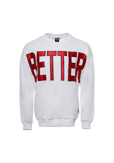 Wessi Bisiklet Yaka Beyaz Ön Baskılı Erkek Sweatshirt Beyaz