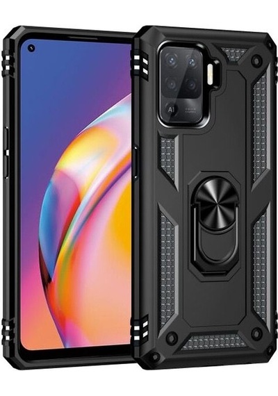 Teleplus Oppo Reno 5 Lite Kılıf Vega Tank Standlı Yüzüklü Mıknatıslı