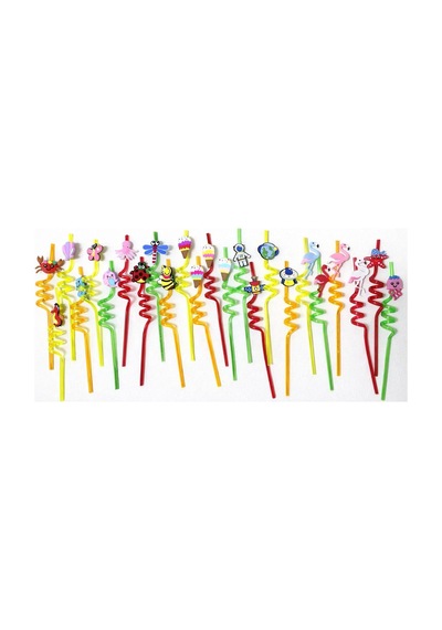 Aksu Renkli Eğlence Pipetleri 6 Lı Karışık Paket 24 Pipet 26cm Çok Renkli