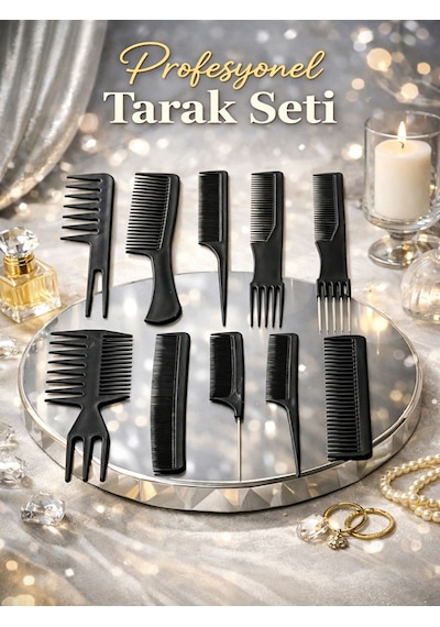 Mükemmel Saç Tarağı Seti 10'lu - Kuaför Tipi Kesim, Fön, Şekillendirme Ve Ayırma İçin Tam Set Diğer