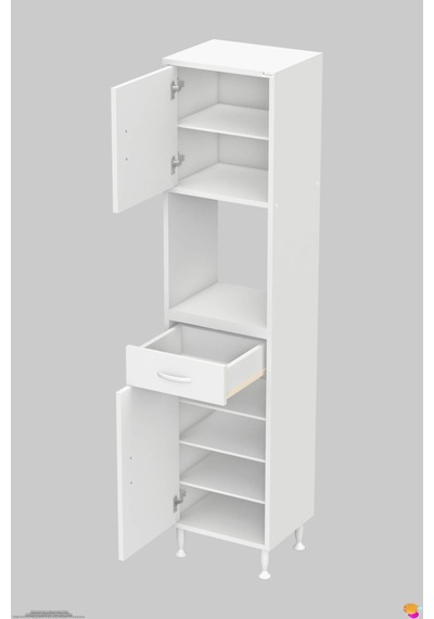 Arda 50 Cm 2 Kapaklı 7 Raflı Ve Çekmeceli Çok Amaçlı Banyo Dolabı 50 Cm