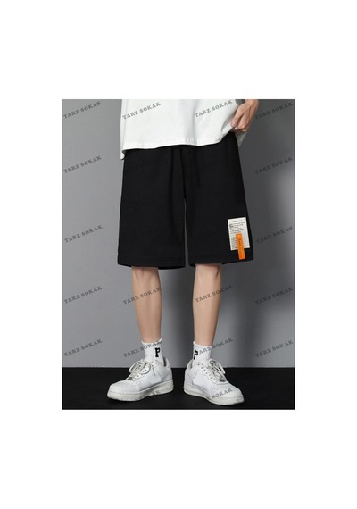 Tarzsokak Y2k Unisex Yaz Şort Bermuda Harajuka Anime Retro Kod-11612 Siyah