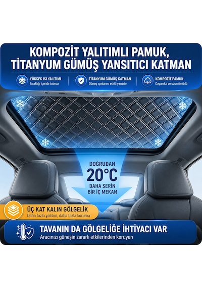 Gard Oto Güneş Araç Oto Branda Ön Ve Tavan Yarım Branda Su Geçirmez Koruyucu Örtü Universal