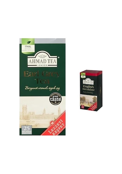 Earl Grey Bardak Poşet Çay 25'li Ve Ahmad Tea English Breakfast Bardak Poşet Çay 25'li