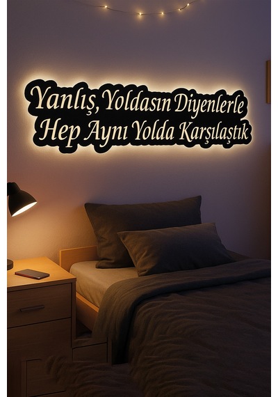Led Işıklı Kişiye Özel Yazılar Dekoratif Tablo Duvar Dekorlu Gece Lambası Sarı - 787184651 Sarı