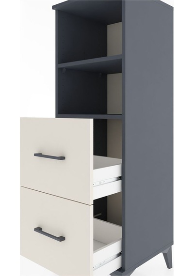 Hyperion Dolap 2 Raflı 2 Çekmeceli 44x44x134 Antrasit-aytaşı Antrasit