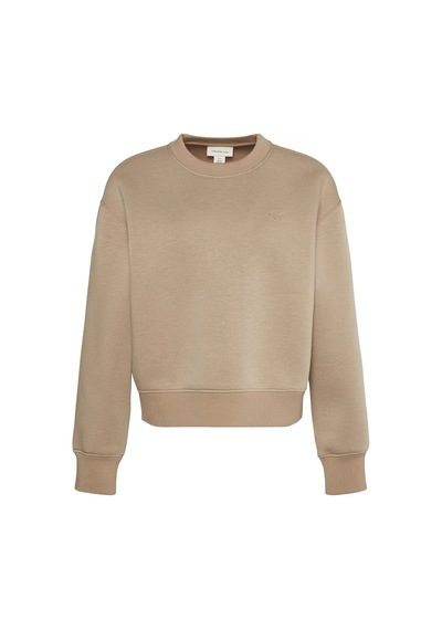 Calvin Klein Ls Boxy Scuba Crew Sweatshırt Kadın Kahverengi Sweatshirt