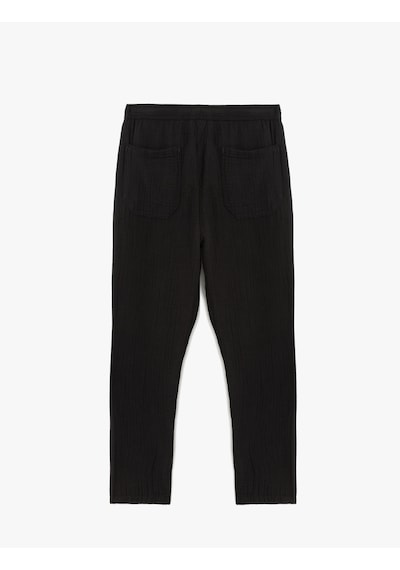 Koton Pamuklu Müslin Chino Cep Detaylı Beli Bağcıklı Pantolon Siyah 5sam40011hw Siyah