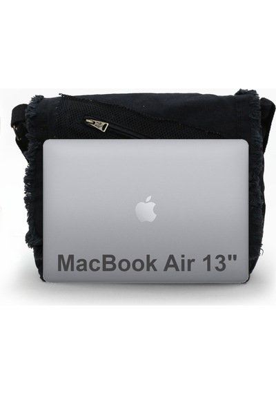 Old Cotton Cargo 7136 Siyah14 İnç Laptop Günlük Omuz Çantası Siyah