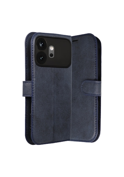 Huawei Honor 600 Kılıf Deri Deluxe Cüzdanlı Kapaklı Case Lacivert