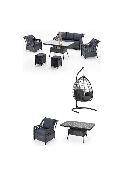 Dora Garden Home Ecem 7 Kişilik Rattan Bahçe Mobilyası Ve Tek Kişilik Rattan Salıncak Seti-antrasit Dora Garden Home Ecem 7 Kişilik Rattan Bahçe Mobilyası Ve Tek Kişilik Rattan Salıncak Seti-antrasit