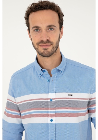 U.s. Polo Assn. Erkek Saks Gömlek Desenli 50288373-vr045 Saks