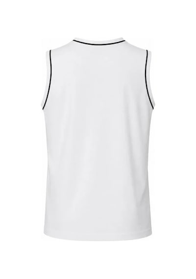 Efnaz Style Ön Unisex Pamuklu Bisiklet Yaka Kolsuz Atlet Kontrast Biyeli Regular Fit - Beyaz