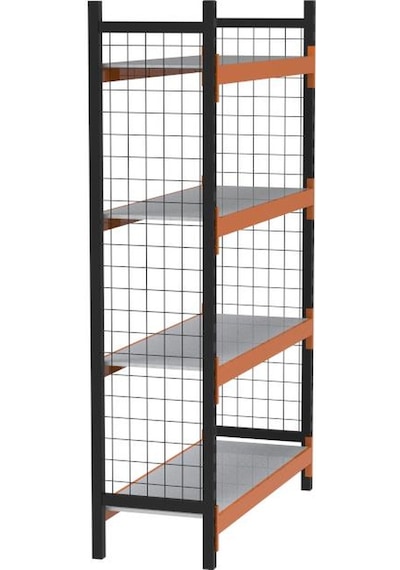 4 Katlı Dekoratif Midi Rack - Ekonomik Depo,arşiv, Kiler Rafı Siyah-turuncu-35x90 Cm-100 Cm Çok Renkli