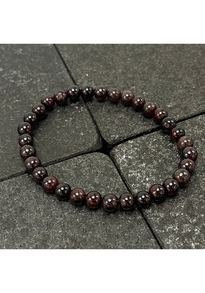 Sertifikalı Granat Lal 6mm Doğal Taş Bileklik Bordo